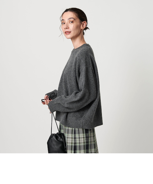 ウールカシミヤ アクア クルーネックニット