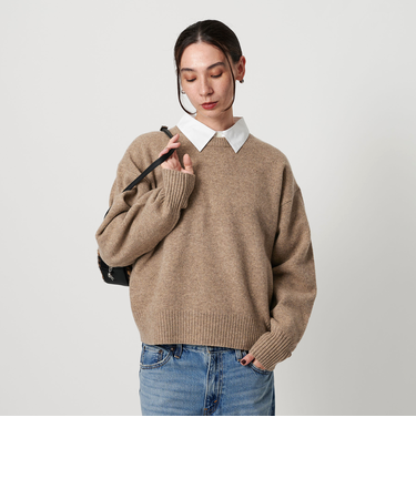 ウールカシミヤ アクア クルーネックニット