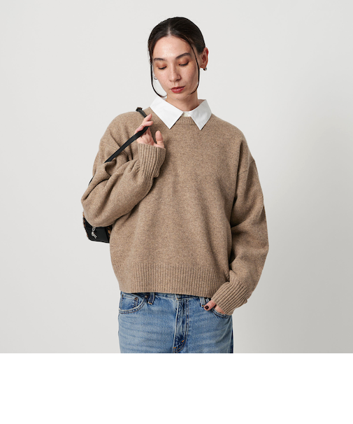 ウールカシミヤ アクア クルーネックニット