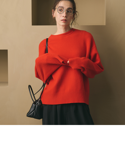 ウールカシミヤ アクア クルーネックニット