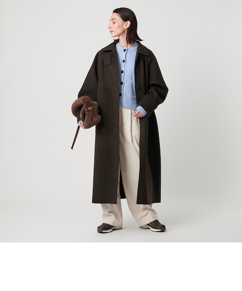 SHIPS any: ノンミュールジングウール ステンカラー ミディ コート