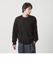 モヘヤミックス ダイヤパターン クルーネック ニット