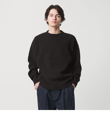 ウール ナイロン ループヤーン クルーネック