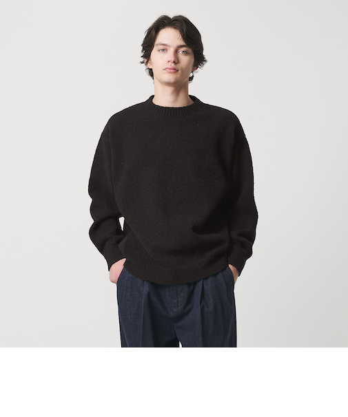 ウール ナイロン ループヤーン クルーネック