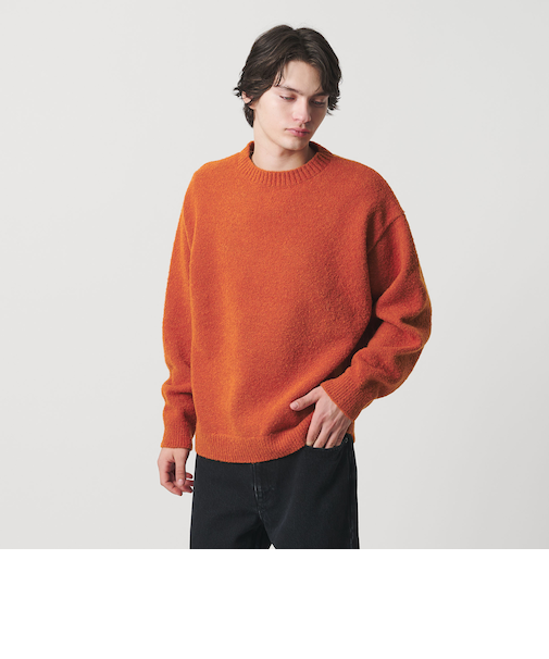 ウール ナイロン ループヤーン クルーネック