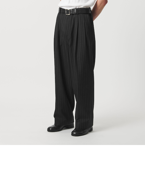 TWツイル 2P ワイド ストレート スラックス　ダークグレー　L TWツイル 2P ワイド ストレート スラックス｜ビューティー＆ユース