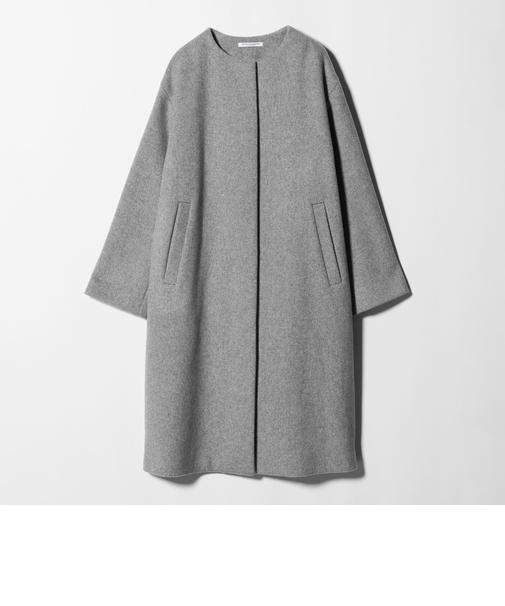 毛ナイロン ノーカラーコート