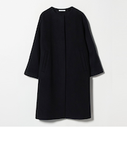 毛ナイロン ノーカラーコート