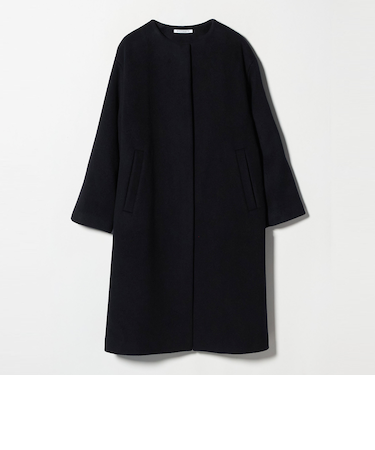 毛ナイロン ノーカラーコート