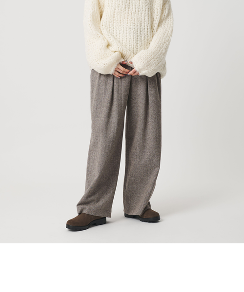 毛ブレンド ヘリンボーンワイドパンツ｜ビューティー＆ユース