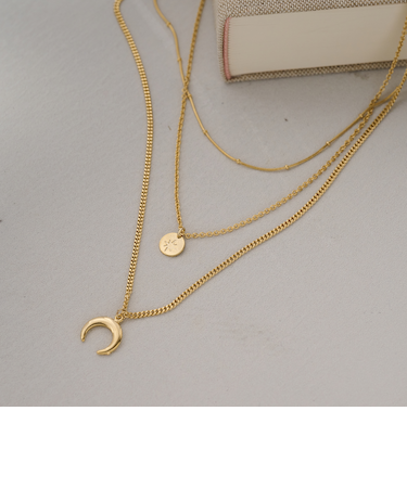 ムーンモチーフ 3連 ネックレス