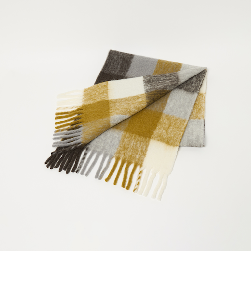 ブラッシュド ブロックチェック マフラー