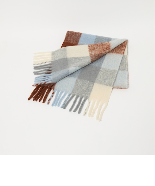 ブラッシュド ブロックチェック マフラー