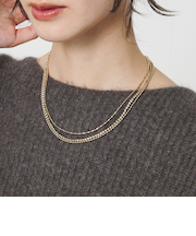 ガラス×チェーン 3連 ネックレス