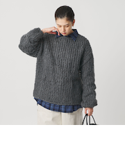 ウールモヘヤナイロン ルーズニットプルオーバー