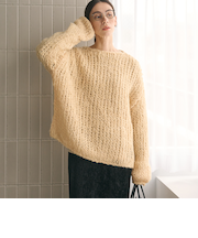 ウールモヘヤナイロン ルーズニットプルオーバー