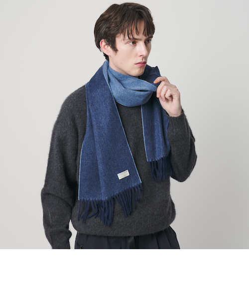 【美品】PIACENZA カシミヤシルクリバーシブルマフラー SHIPS別注】PIACENZA: シルク カシミヤ リバーシブル マフラー