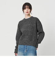 ウールブレンド シルクネップ ニットプルオーバー