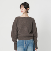 フォックスブレンド ボリュームスリーブ ボートネックニットプルオーバー