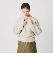 フォックスブレンド ボリュームスリーブ ボートネックニットプルオーバー