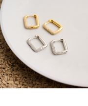 キュービックジルコニア スクエア ピアス