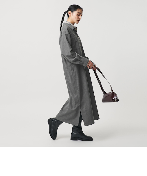 ハーフジップ スリットワンピース