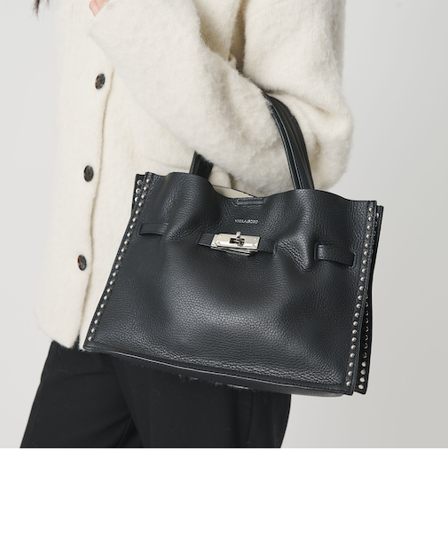 ＜VIOLAd’ORO＞レザー スタッズ トートバッグ