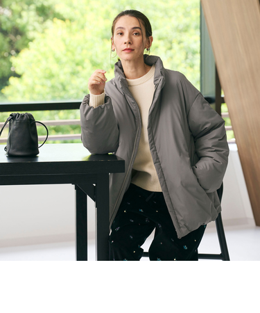【WEB限定 Wardrobe DAILY MINIMAL】スタンドカラー コクーンダウンジャケット ウォッシャブル