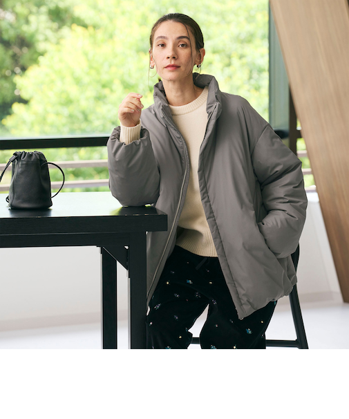【WEB限定 Wardrobe DAILY MINIMAL】スタンドカラー コクーンダウンジャケット ウォッシャブル