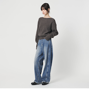 コットンデニム カーブパンツ