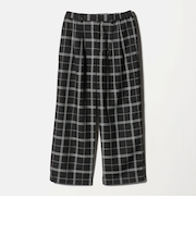 【WEB限定】裏起毛ウィンドウペン タックワイドパンツ ウォッシャブル