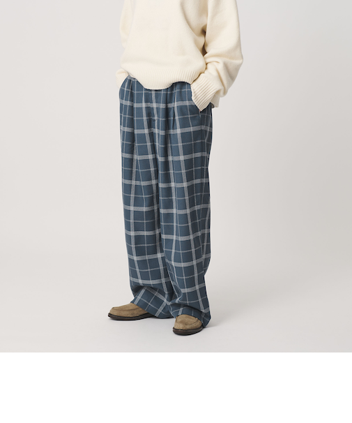 【WEB限定】裏起毛ウィンドウペン タックワイドパンツ ウォッシャブル