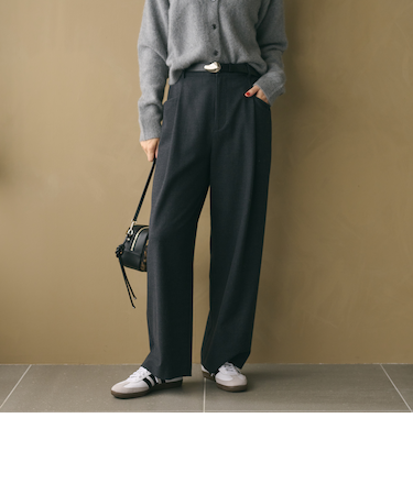 ウールブレンド ツイルバックゴムパンツ ウォッシャブル