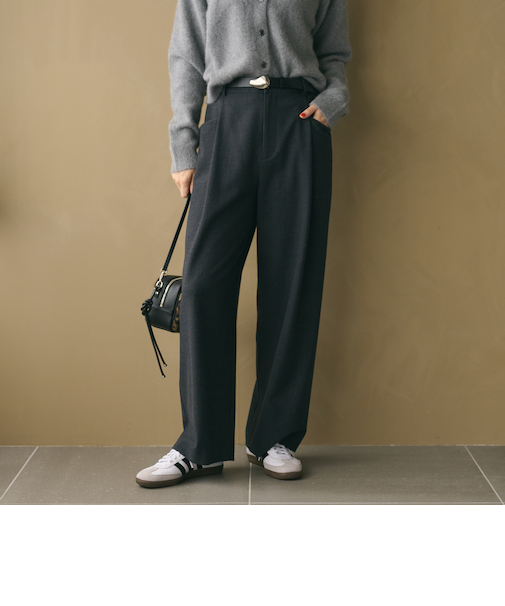 ウールブレンド ツイルバックゴムパンツ ウォッシャブル