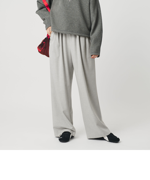 裏起毛ジョーゼット ワイドパンツ ウォッシャブル