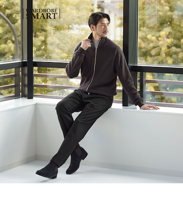 【WEB限定 WARDROBE SMART】ポリエステル レーヨン アクリル サキソニー スキニー イージーパンツ