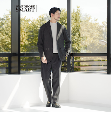 【WEB限定 WARDROBE SMART】ニットフランネル リラックス セットアップ/ジャケット＆イージーパンツ