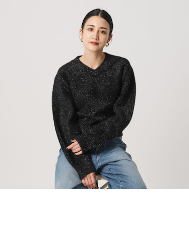 ラメフェザー Vネックニットプルオーバー