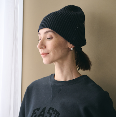 スパンコール リブ ニットキャプ