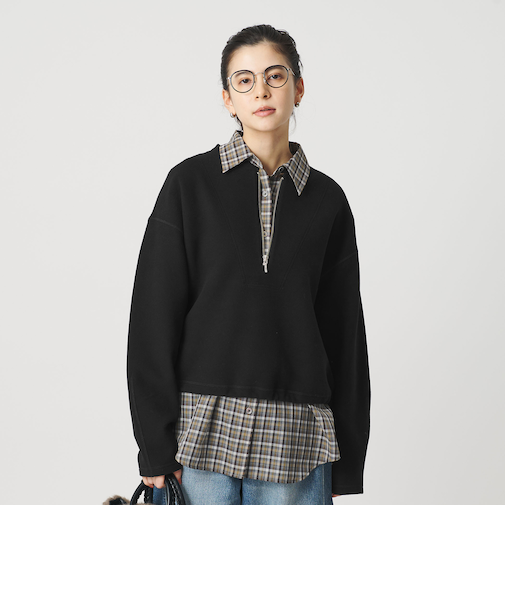 ダンボール ハーフジップ プルオーバー