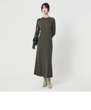【WEB限定 Wardrobe DAILY MINIMAL】リブニットフレアワンピース