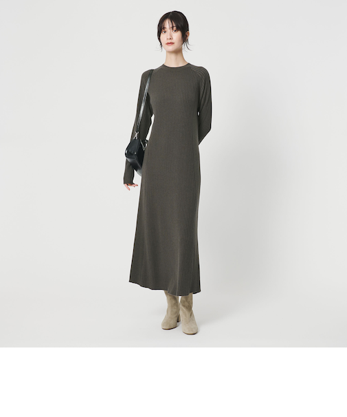 【WEB限定 Wardrobe DAILY MINIMAL】リブニットフレアワンピース