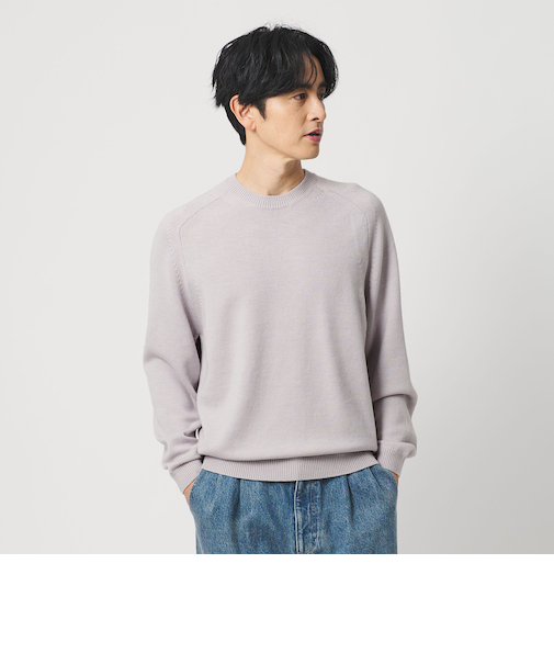 7ゲージ ファイン MRN クルーネック ニット 手洗い可能