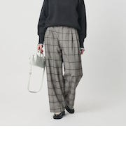 チェック ワイドタックパンツ