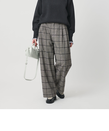 チェック ワイドタックパンツ