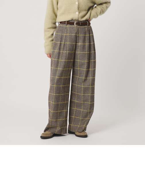 チェック ワイドタックパンツ
