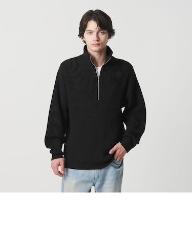 バルキー アゼ ハーフジップ ニット