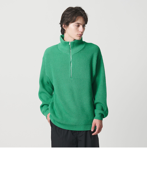 バルキー アゼ ハーフジップ ニット