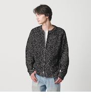 スラブ クルーネック ジップ カーディガン