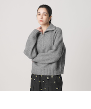 ウールナイロン ハーフジップ ニットプルオーバー